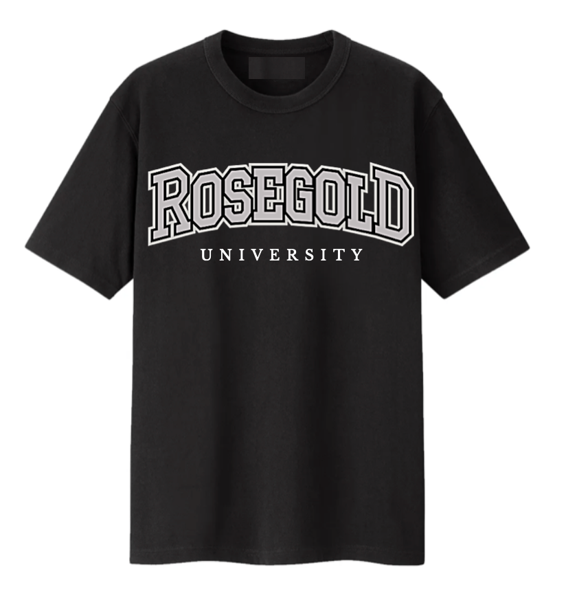 Rosegold University Varsity Tee (Grey Logo)