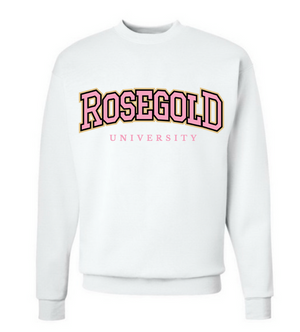 Rosegold University Varsity Crewneck (Pink Logo)
