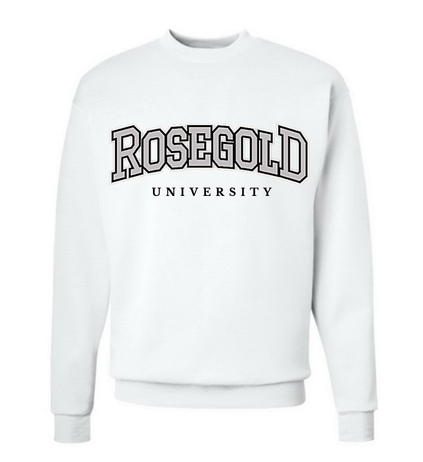 Rosegold University Varsity Crewneck (Grey Logo)